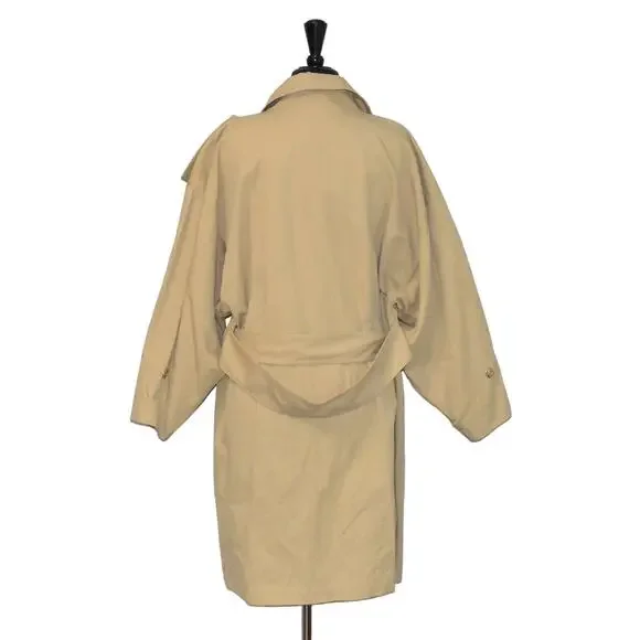 E0 NWT ERIKA CAVALLINI Cotton Linen Blend Self Belted Long Trench Coat Size 44 - Picture 5 of 10
